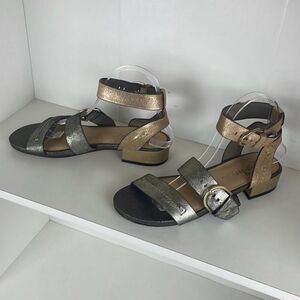 Naked Feet Zeke Women's Sandals Pewter Gold 8.5